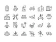 © InsidePhotoshop - Black outline icons represent renewable energy sources with electric power on white background