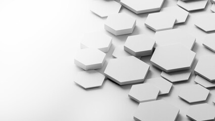 Wall Mural - abstract geometric background shapes white hexagon in relief, both high and low used to add differen