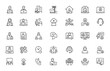 © aura studio - remote work icon set, freelance, hybrid office, digital nomad lifestyle, working from home concepts. Editable stroke outline vector illustration, productivity and more.