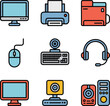 © rezastudio - Computer technology icons with monitor keyboard mouse printer