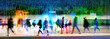 © IRStone - People's silhouettes walking with digital data information running on top of them