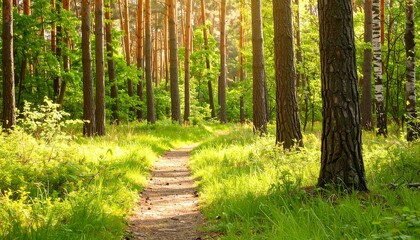 Naklejka na meble Sunlight path through a forest