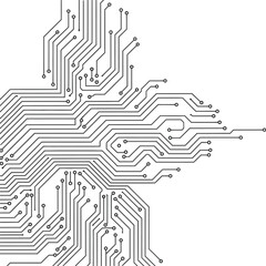 Abstract Futuristic Circuit Board Illustration with Tech Elements