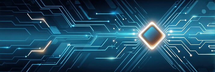 Wall Mural - abstract digital circuit design with futuristic glowing elements and high-tech patterns
