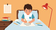 © Suharni - Little Artist Drawing in Bed Under Lamp Light Creating Artwork