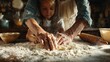 © Newleks - Grandmother teaching her granddaughter how to knead dough in a rustic kitchen, passing down culinary traditions and creating lasting memories together