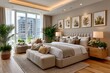 © Subir - Elegant master bedroom with gold accents high resolution picture
