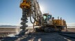 © MUZAQI - Industrial Drilling Machine in Operation on Desert Landscape, Large Drill Rig Extracting Samples for Geological Analysis