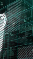 Wall Mural - animating digital data and numbers over grid background