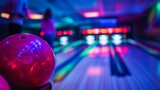Friends enjoying a fun bowling night at the local club with laughter and friendly competition