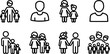 © T-Shop - Transparent PNG availableBlack Line Family Icons Set including Flat Parents Children Couple and People Symbol Collection with Minimal Family Icon Group for UI Web Community Relationship and Social Pr