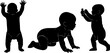 © T-Shop - Baby Silhouette Collection: Set of Crawling, Standing and Playing Infants, Vector Illustration