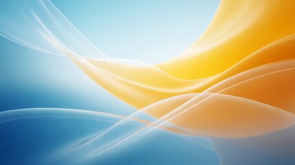 Wall Mural - flowing abstract waves of orange and blue with soft light background