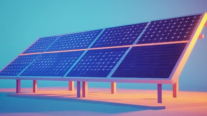 Solar panel array converting sunlight into clean energy on gradient background