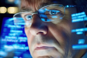 Intense Focus of a Programmer Analyzing Complex Data on Screen