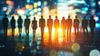 © Yultoms95 - Group of business people outlines with lit background . Mixed media