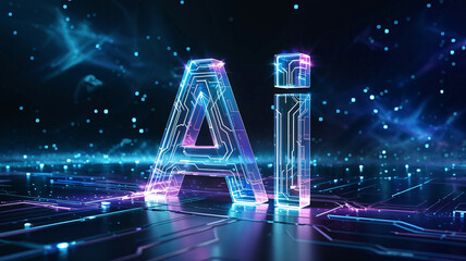 Stunning futuristic AI concept with vibrant glowing circuit patterns shining in abstract cyberspace, perfect for cutting-edge technology branding