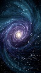 Wall Mural - vertical video breathtaking of a vibrant spiral galaxy, swirling with countless stars, cosmic dust, 