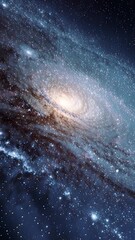 Wall Mural - vertical video breathtaking of a vibrant spiral galaxy, swirling with countless stars, cosmic dust, 