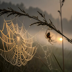 spider web in the morning