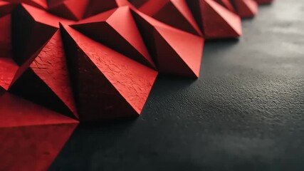 Abstract Red Geometric Paper Sculpture Time Lapse with Elegant Lighting and Textural Detail