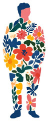 Wall Mural - png floral memphis man pattern vibrant art.