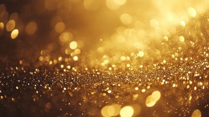 Wall Mural - Golden glitter background with bokeh.