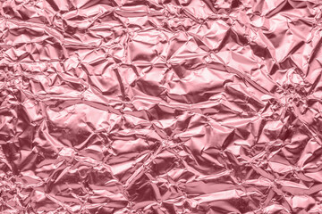 Wall Mural - luxury shiny metallic rose gold foil crumpled texture background