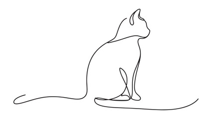 Naklejka na meble Elegant Cat Silhouette Continuous Line Drawing for Animal Lovers on Transparent Backdrop