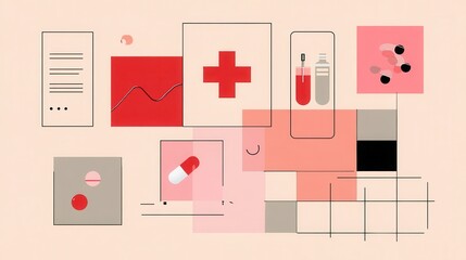 Wall Mural - medical infographic design with various health-related icons.