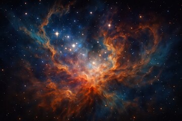 Wall Mural - Spectacular nebula formation with swirling cosmic gases and newborn stars in deep space photography