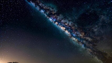 Wall Mural - milky and stars in the night sky with a tree in the foreground