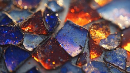 Canvas Print - colorful shattered glass pieces with shimmering light reflections