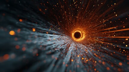 Canvas Print - abstract 3d rendering of a black hole tunnel with light rays, creating a dynamic and vibrant backgro