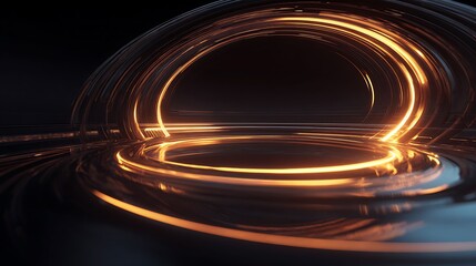 Canvas Print - abstract golden spiral with dark background creates a futuristic and artistic digital design for mod
