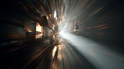Canvas Print - abstract tunnel with light at the end, creating a futuristic and modern architectural design with a 