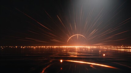Wall Mural - abstract futuristic city at night with orange light creating a mesmerizing vortex effect, ideal for 