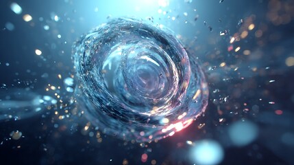 Canvas Print - abstract swirl of water and ice with sparkling light, creating a dynamic and futuristic vortex with 