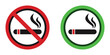 © VectorVista - No smoking and smoking allowed area symbol in high resolution vector combined sign icon