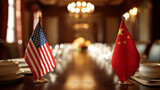 Diplomatic summit discussion united states and china meeting setting formal environment eye-level view global relations