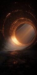 Canvas Print - abstract futuristic wormhole tunnel with glowing lights, perfect for space travel, time warp, and sc