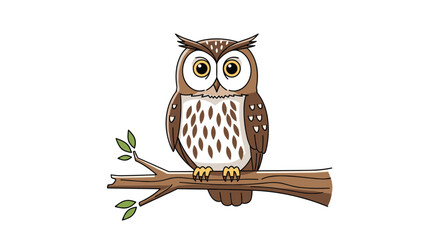 Wise old owl sitting on a tree branch observing the world with big wide eyes