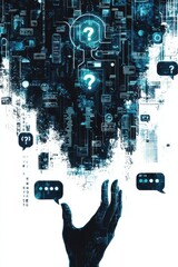 Wall Mural - futuristic illustration of artificial intelligence chatbot and digital interactions