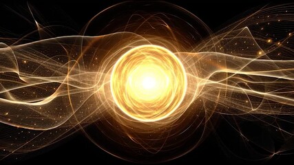Wall Mural - a glowing orb radiating light and energy against a dark background