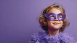 © Prangthip - Costumed child at a festive party on a purple background