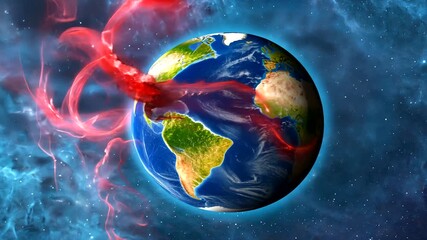 Wall Mural - a vibrant depiction of earth surrounded by cosmic energy, showcasing the beauty of our planet in spa