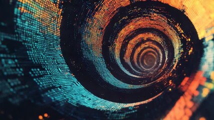 Digital tunnel rotating with colorful data flowing through cyberspace