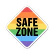 © Thanawat - A colorful sign displays 'SAFE ZONE' in bold letters, indicating a welcoming space for the LGBTQ+ community