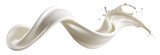 Twisting creamy milk splash wave, isolated on transparent cutout background