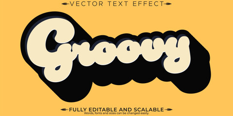 Wall Mural - retro sticker text effect, editable 70s and 80s text style